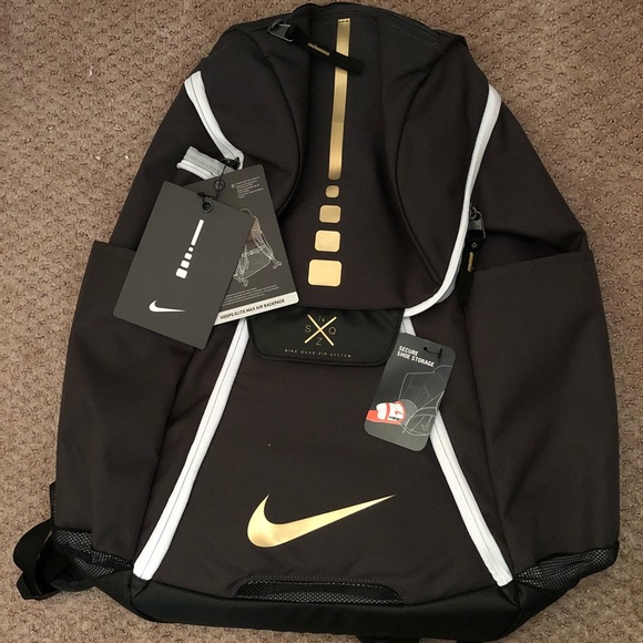 nike elite bag black and gold